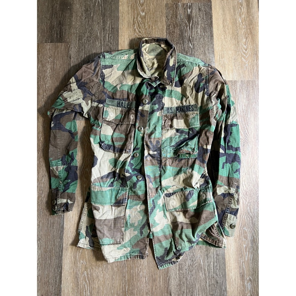 US Marines USMC Woodland Camo BDU Field Jacket Small Long‎ 8415-01-184-1328 HALE